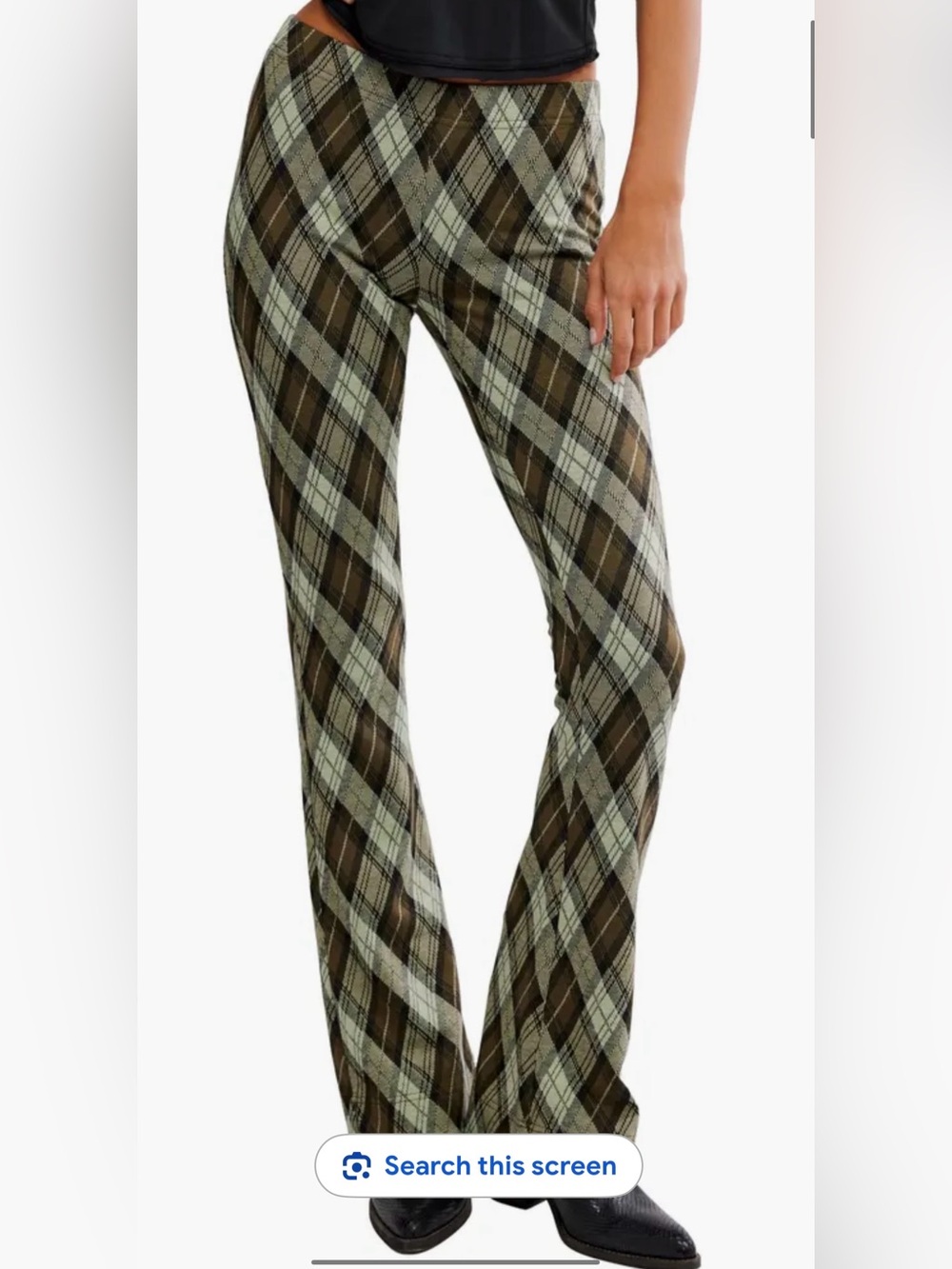 PLAID IS TRENDING FOR FALl Free People Plaid Flare Pants Olive– XS – NWT